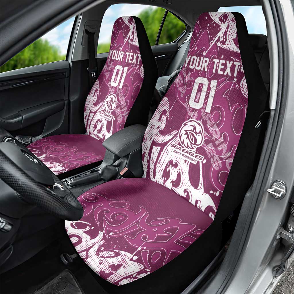 Personalized Manly Warringah Sea Eagles Rugby Car Seat Cover Urban Street Graffiti Style - Distressed Splatter Elements