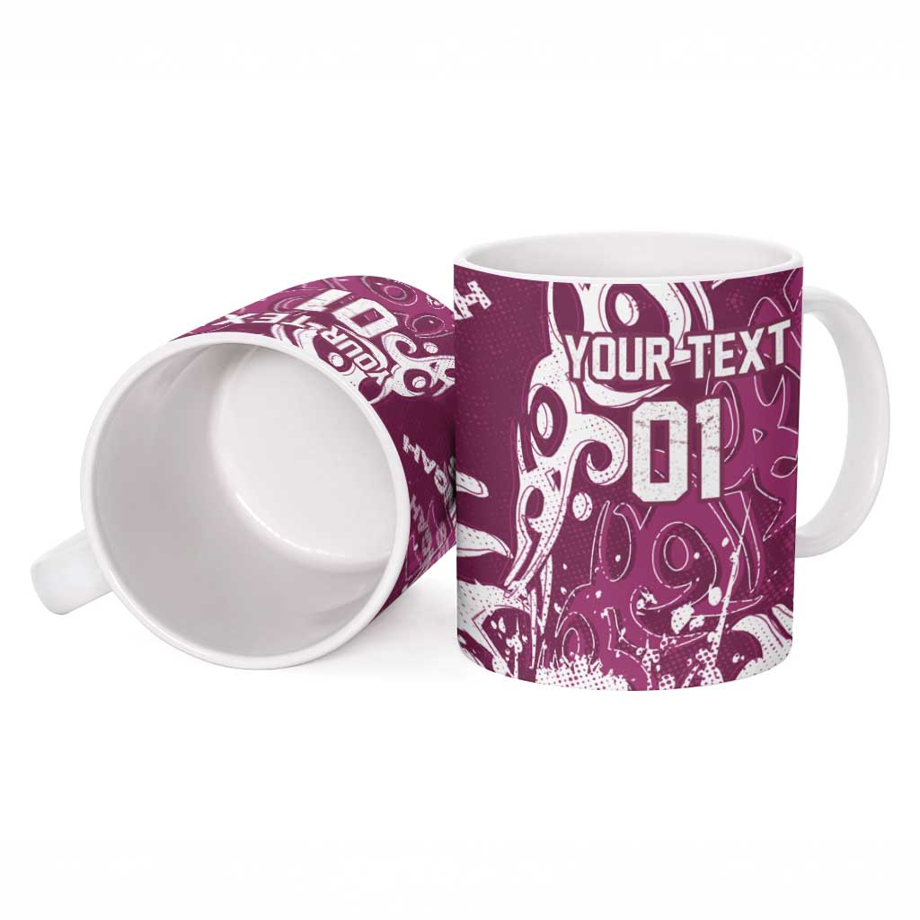 Personalized Manly Warringah Sea Eagles Rugby Ceramic Mug Urban Street Graffiti Style - Distressed Splatter Elements