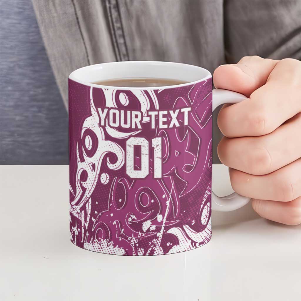 Personalized Manly Warringah Sea Eagles Rugby Ceramic Mug Urban Street Graffiti Style - Distressed Splatter Elements