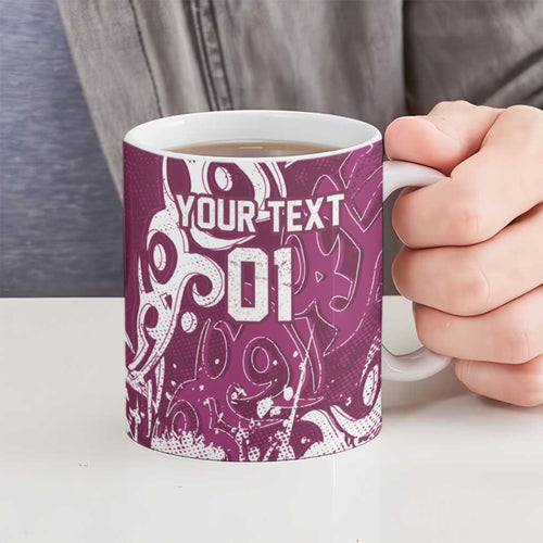 Personalized Manly Warringah Sea Eagles Rugby Ceramic Mug Urban Street Graffiti Style - Distressed Splatter Elements
