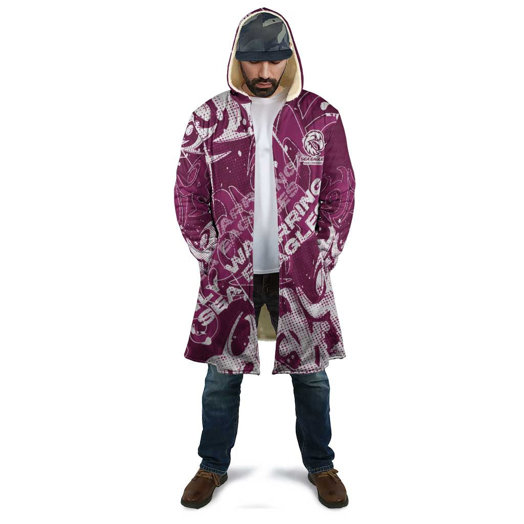 Personalized Manly Warringah Sea Eagles Rugby Cloak Urban Street Graffiti Style - Distressed Splatter Elements