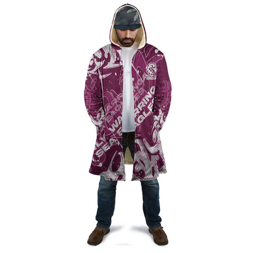 Personalized Manly Warringah Sea Eagles Rugby Cloak Urban Street Graffiti Style - Distressed Splatter Elements