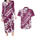 Personalized Manly Warringah Sea Eagles Rugby Couples Matching Long Sleeve Bodycon Dress and Hawaiian Shirt Urban Street Graffiti Style - Distressed Splatter Elements