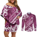 Personalized Manly Warringah Sea Eagles Rugby Couples Matching Off Shoulder Short Dress and Long Sleeve Button Shirt Urban Street Graffiti Style - Distressed Splatter Elements