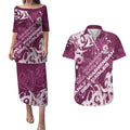 Personalized Manly Warringah Sea Eagles Rugby Couples Matching Puletasi and Hawaiian Shirt Urban Street Graffiti Style - Distressed Splatter Elements