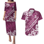 Personalized Manly Warringah Sea Eagles Rugby Couples Matching Puletasi and Hawaiian Shirt Urban Street Graffiti Style - Distressed Splatter Elements