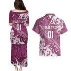 Personalized Manly Warringah Sea Eagles Rugby Couples Matching Puletasi and Hawaiian Shirt Urban Street Graffiti Style - Distressed Splatter Elements