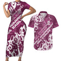 Personalized Manly Warringah Sea Eagles Rugby Couples Matching Short Sleeve Bodycon Dress and Hawaiian Shirt Urban Street Graffiti Style - Distressed Splatter Elements