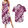 Personalized Manly Warringah Sea Eagles Rugby Couples Matching Summer Maxi Dress and Hawaiian Shirt Urban Street Graffiti Style - Distressed Splatter Elements