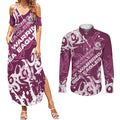 Personalized Manly Warringah Sea Eagles Rugby Couples Matching Summer Maxi Dress and Long Sleeve Button Shirt Urban Street Graffiti Style - Distressed Splatter Elements