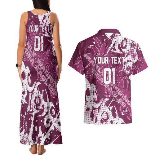 Personalized Manly Warringah Sea Eagles Rugby Couples Matching Tank Maxi Dress and Hawaiian Shirt Urban Street Graffiti Style - Distressed Splatter Elements