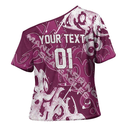 Personalized Manly Warringah Sea Eagles Rugby Cross Shoulder Shirt Urban Street Graffiti Style - Distressed Splatter Elements