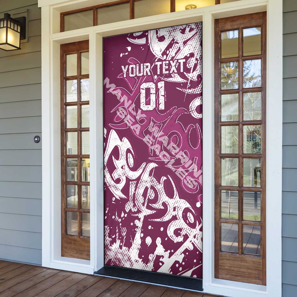 Personalized Manly Warringah Sea Eagles Rugby Door Cover Urban Street Graffiti Style - Distressed Splatter Elements