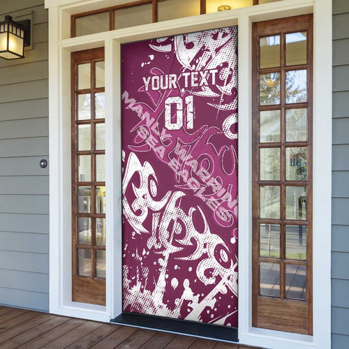Personalized Manly Warringah Sea Eagles Rugby Door Cover Urban Street Graffiti Style - Distressed Splatter Elements