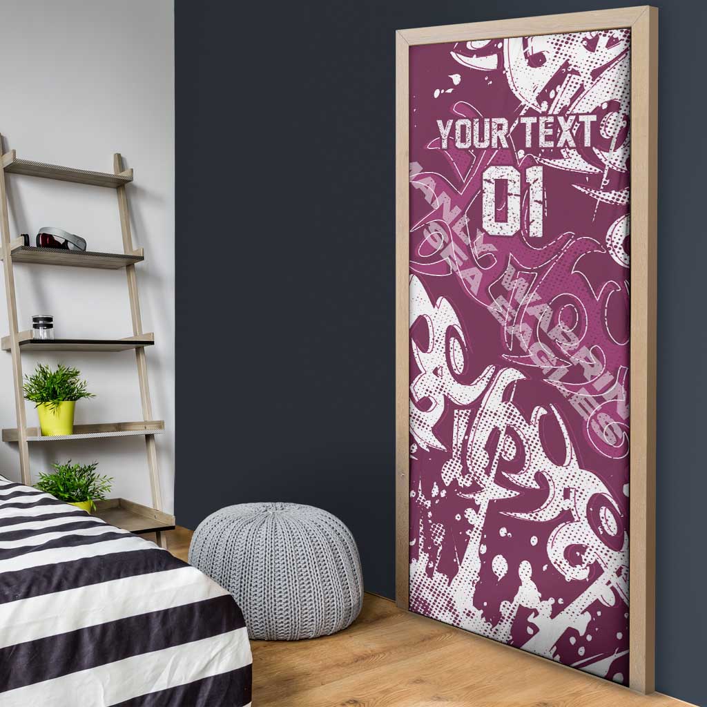Personalized Manly Warringah Sea Eagles Rugby Door Cover Urban Street Graffiti Style - Distressed Splatter Elements