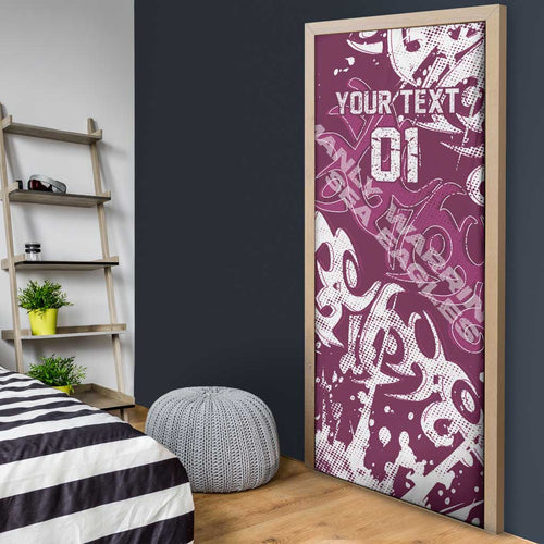 Personalized Manly Warringah Sea Eagles Rugby Door Cover Urban Street Graffiti Style - Distressed Splatter Elements