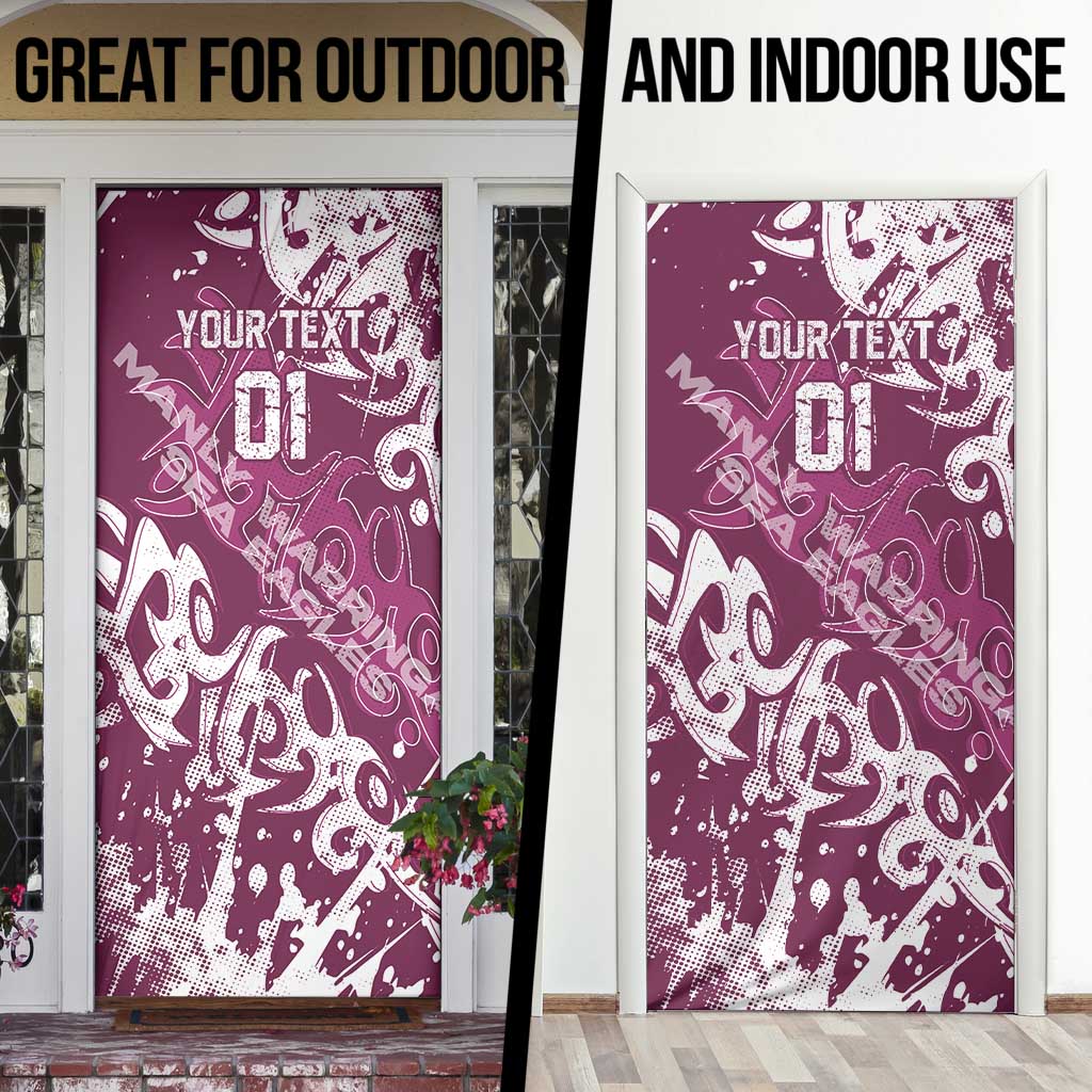 Personalized Manly Warringah Sea Eagles Rugby Door Cover Urban Street Graffiti Style - Distressed Splatter Elements