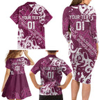 Personalized Manly Warringah Sea Eagles Rugby Family Matching Long Sleeve Bodycon Dress and Hawaiian Shirt Urban Street Graffiti Style - Distressed Splatter Elements