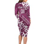 Personalized Manly Warringah Sea Eagles Rugby Family Matching Long Sleeve Bodycon Dress and Hawaiian Shirt Urban Street Graffiti Style - Distressed Splatter Elements