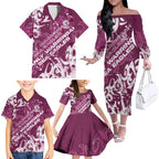 Personalized Manly Warringah Sea Eagles Rugby Family Matching Off The Shoulder Long Sleeve Dress and Hawaiian Shirt Urban Street Graffiti Style - Distressed Splatter Elements