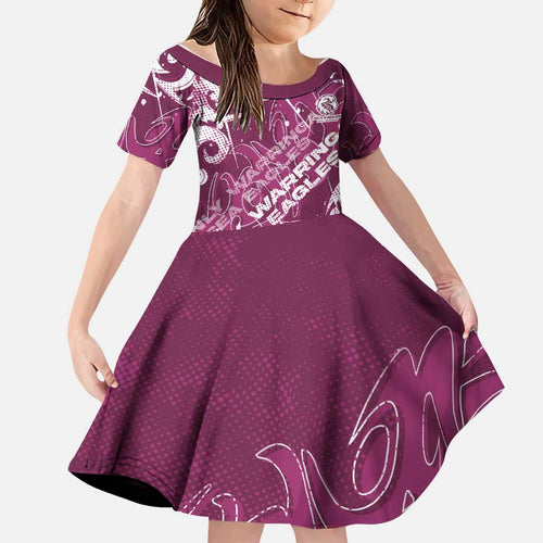 Personalized Manly Warringah Sea Eagles Rugby Family Matching Off The Shoulder Long Sleeve Dress and Hawaiian Shirt Urban Street Graffiti Style - Distressed Splatter Elements