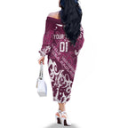 Personalized Manly Warringah Sea Eagles Rugby Family Matching Off The Shoulder Long Sleeve Dress and Hawaiian Shirt Urban Street Graffiti Style - Distressed Splatter Elements