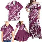 Personalized Manly Warringah Sea Eagles Rugby Family Matching Off Shoulder Maxi Dress and Hawaiian Shirt Urban Street Graffiti Style - Distressed Splatter Elements