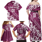 Personalized Manly Warringah Sea Eagles Rugby Family Matching Off Shoulder Maxi Dress and Hawaiian Shirt Urban Street Graffiti Style - Distressed Splatter Elements