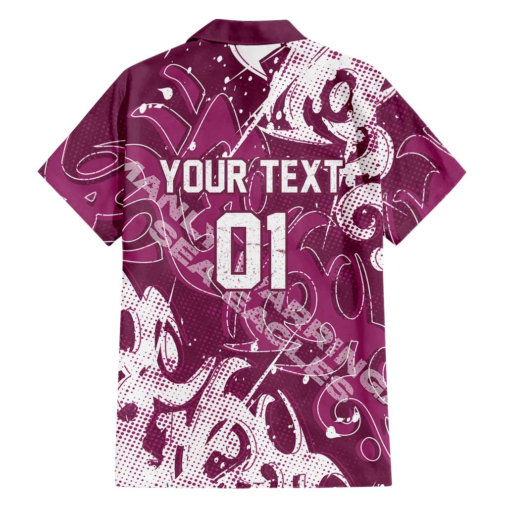 Personalized Manly Warringah Sea Eagles Rugby Family Matching Off Shoulder Maxi Dress and Hawaiian Shirt Urban Street Graffiti Style - Distressed Splatter Elements