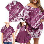 Personalized Manly Warringah Sea Eagles Rugby Family Matching Off Shoulder Short Dress and Hawaiian Shirt Urban Street Graffiti Style - Distressed Splatter Elements