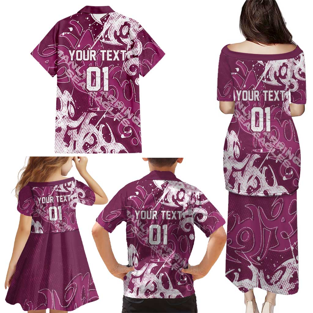 Personalized Manly Warringah Sea Eagles Rugby Family Matching Puletasi and Hawaiian Shirt Urban Street Graffiti Style - Distressed Splatter Elements