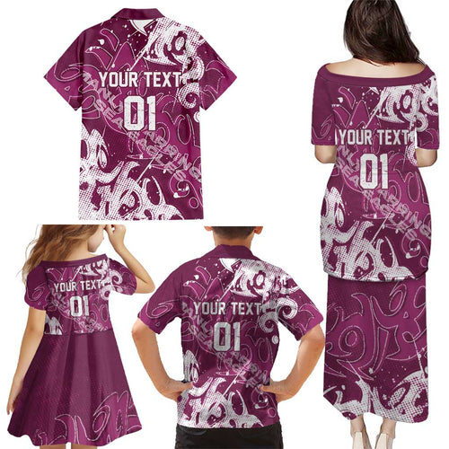 Personalized Manly Warringah Sea Eagles Rugby Family Matching Puletasi and Hawaiian Shirt Urban Street Graffiti Style - Distressed Splatter Elements