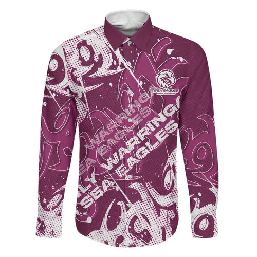Personalized Manly Warringah Sea Eagles Rugby Family Matching Puletasi and Hawaiian Shirt Urban Street Graffiti Style - Distressed Splatter Elements