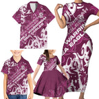 Personalized Manly Warringah Sea Eagles Rugby Family Matching Short Sleeve Bodycon Dress and Hawaiian Shirt Urban Street Graffiti Style - Distressed Splatter Elements