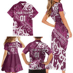 Personalized Manly Warringah Sea Eagles Rugby Family Matching Short Sleeve Bodycon Dress and Hawaiian Shirt Urban Street Graffiti Style - Distressed Splatter Elements