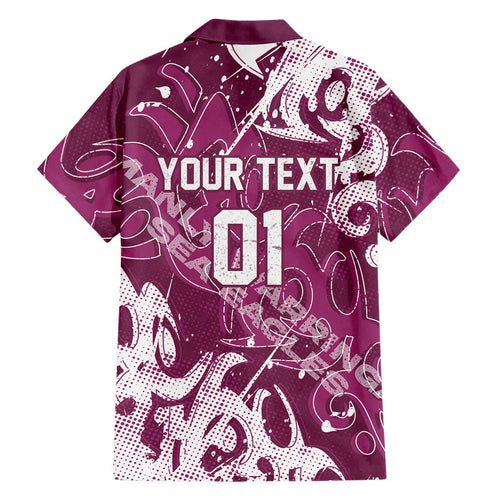 Personalized Manly Warringah Sea Eagles Rugby Family Matching Short Sleeve Bodycon Dress and Hawaiian Shirt Urban Street Graffiti Style - Distressed Splatter Elements