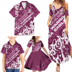 Personalized Manly Warringah Sea Eagles Rugby Family Matching Summer Maxi Dress and Hawaiian Shirt Urban Street Graffiti Style - Distressed Splatter Elements