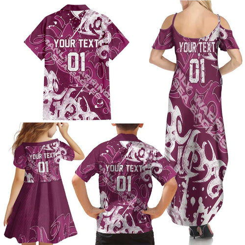 Personalized Manly Warringah Sea Eagles Rugby Family Matching Summer Maxi Dress and Hawaiian Shirt Urban Street Graffiti Style - Distressed Splatter Elements