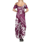 Personalized Manly Warringah Sea Eagles Rugby Family Matching Summer Maxi Dress and Hawaiian Shirt Urban Street Graffiti Style - Distressed Splatter Elements