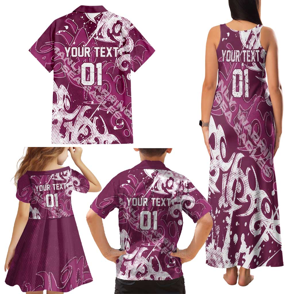 Personalized Manly Warringah Sea Eagles Rugby Family Matching Tank Maxi Dress and Hawaiian Shirt Urban Street Graffiti Style - Distressed Splatter Elements
