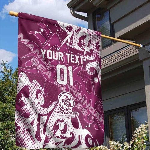 Personalized Manly Warringah Sea Eagles Rugby Garden Flag Urban Street Graffiti Style - Distressed Splatter Elements