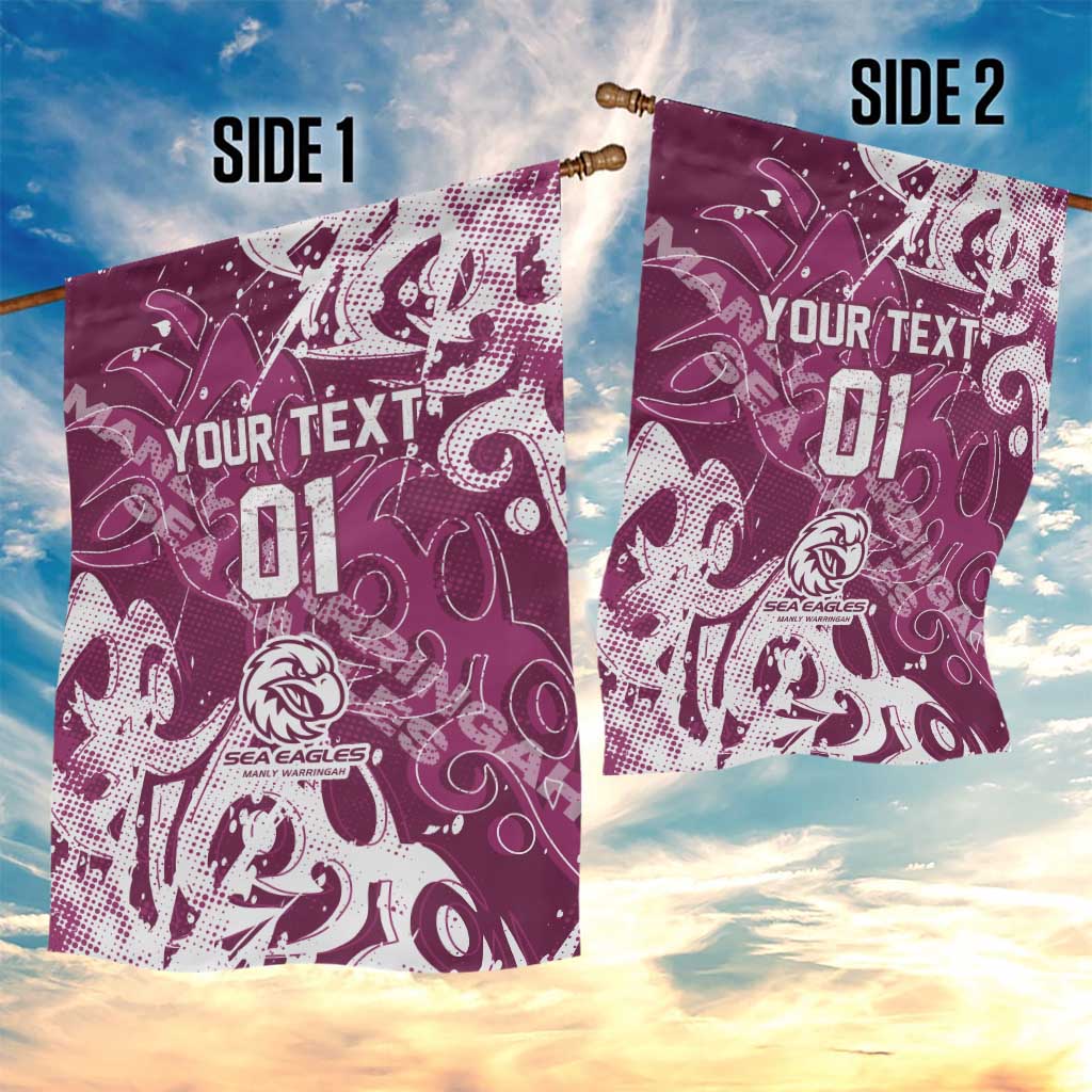 Personalized Manly Warringah Sea Eagles Rugby Garden Flag Urban Street Graffiti Style - Distressed Splatter Elements