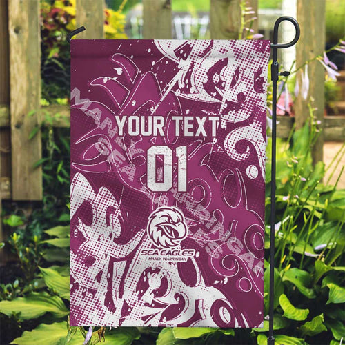 Personalized Manly Warringah Sea Eagles Rugby Garden Flag Urban Street Graffiti Style - Distressed Splatter Elements