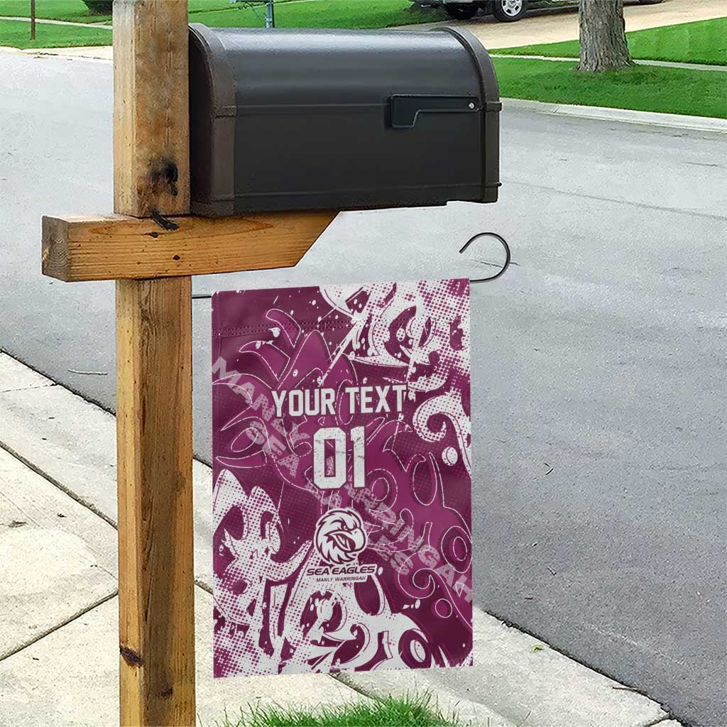 Personalized Manly Warringah Sea Eagles Rugby Garden Flag Urban Street Graffiti Style - Distressed Splatter Elements