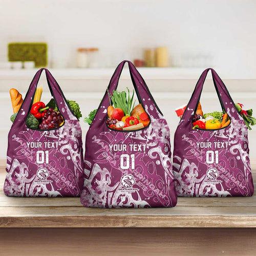 Personalized Manly Warringah Sea Eagles Rugby Grocery Bag Urban Street Graffiti Style - Distressed Splatter Elements