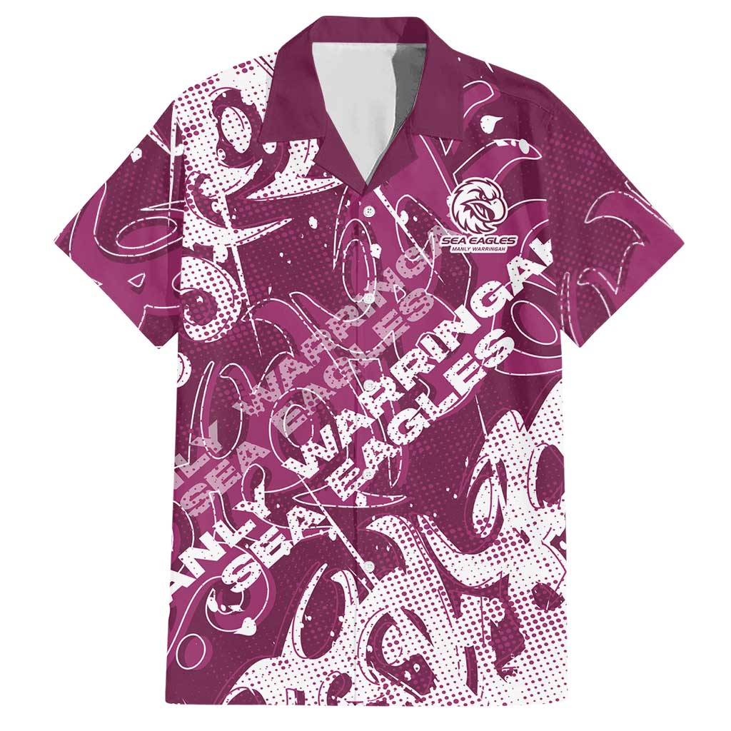 Personalized Manly Warringah Sea Eagles Rugby Hawaiian Shirt Urban Street Graffiti Style - Distressed Splatter Elements