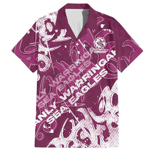 Personalized Manly Warringah Sea Eagles Rugby Hawaiian Shirt Urban Street Graffiti Style - Distressed Splatter Elements