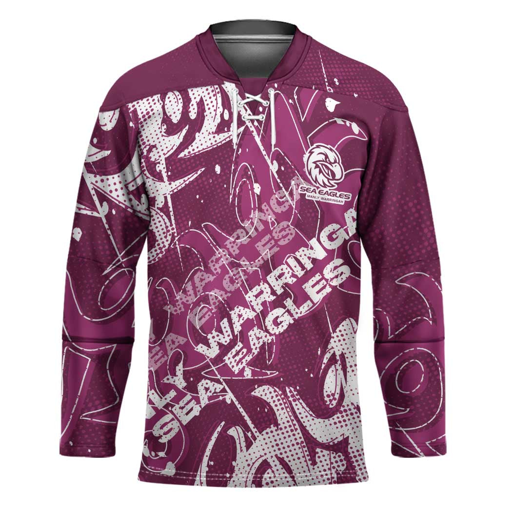 Personalized Manly Warringah Sea Eagles Rugby Hockey Jersey Urban Street Graffiti Style - Distressed Splatter Elements