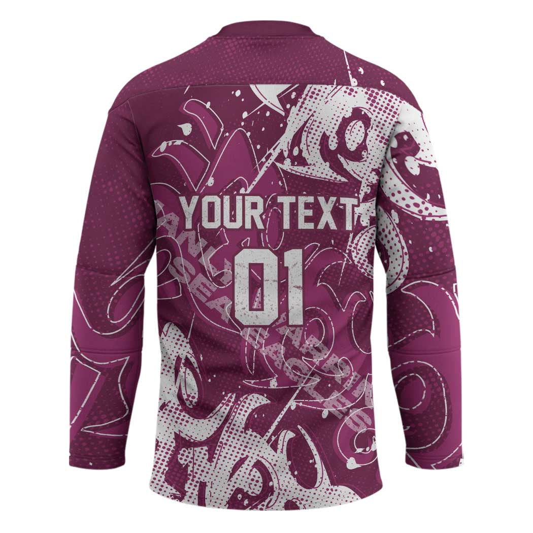 Personalized Manly Warringah Sea Eagles Rugby Hockey Jersey Urban Street Graffiti Style - Distressed Splatter Elements