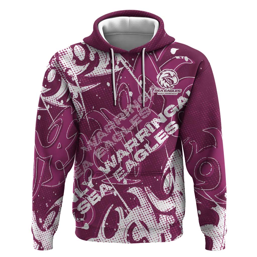 Personalized Manly Warringah Sea Eagles Rugby Hoodie Urban Street Graffiti Style - Distressed Splatter Elements